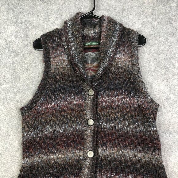 Woolrich Sweater Vest Womens Large L Wool Acrylic Lambs Muted Stripe Knit - Picture 2 of 8